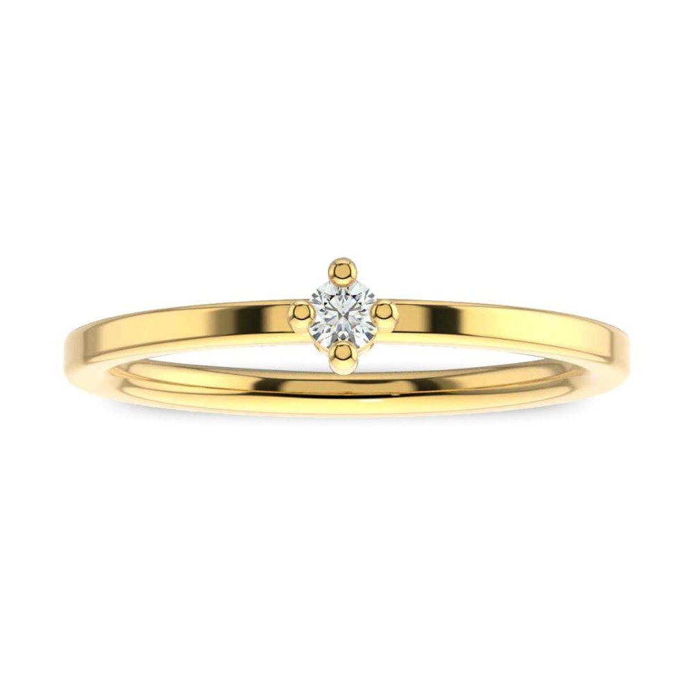 14K Yellow Gold Petite Solitaire Diamond Ring